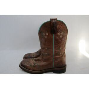 Smoky Mountain Youth Size 3 R Brown Leather Floral Cowboy Boots